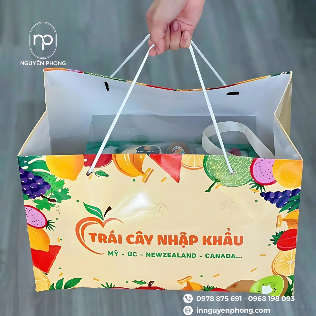 Mẫu túi giấy đựng hoa quả nhập khẩu